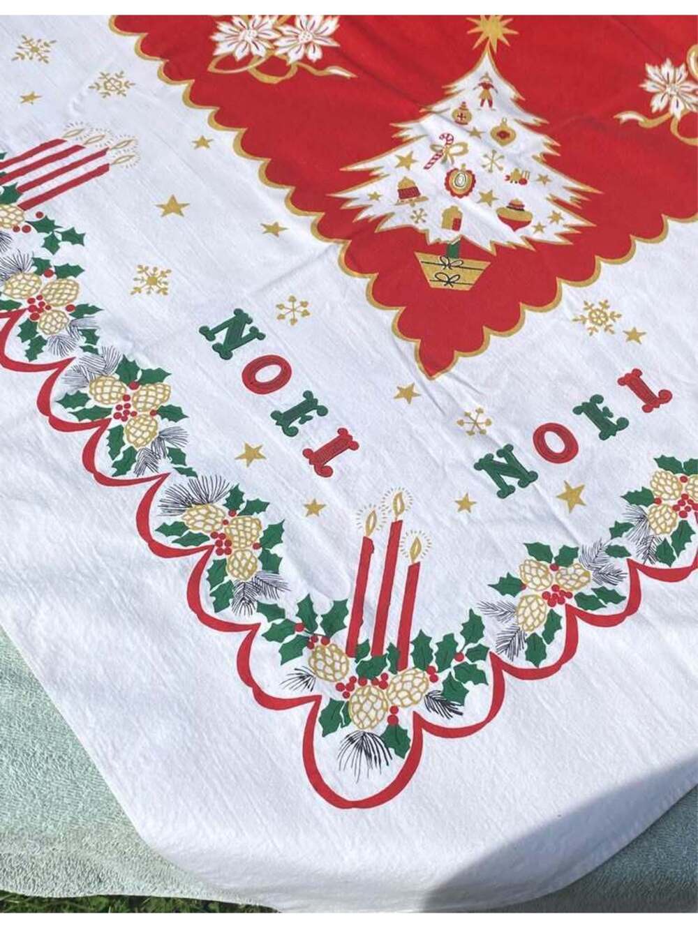 Vintage Christmas Tablecloth Noel Christmas Tree Rectangle